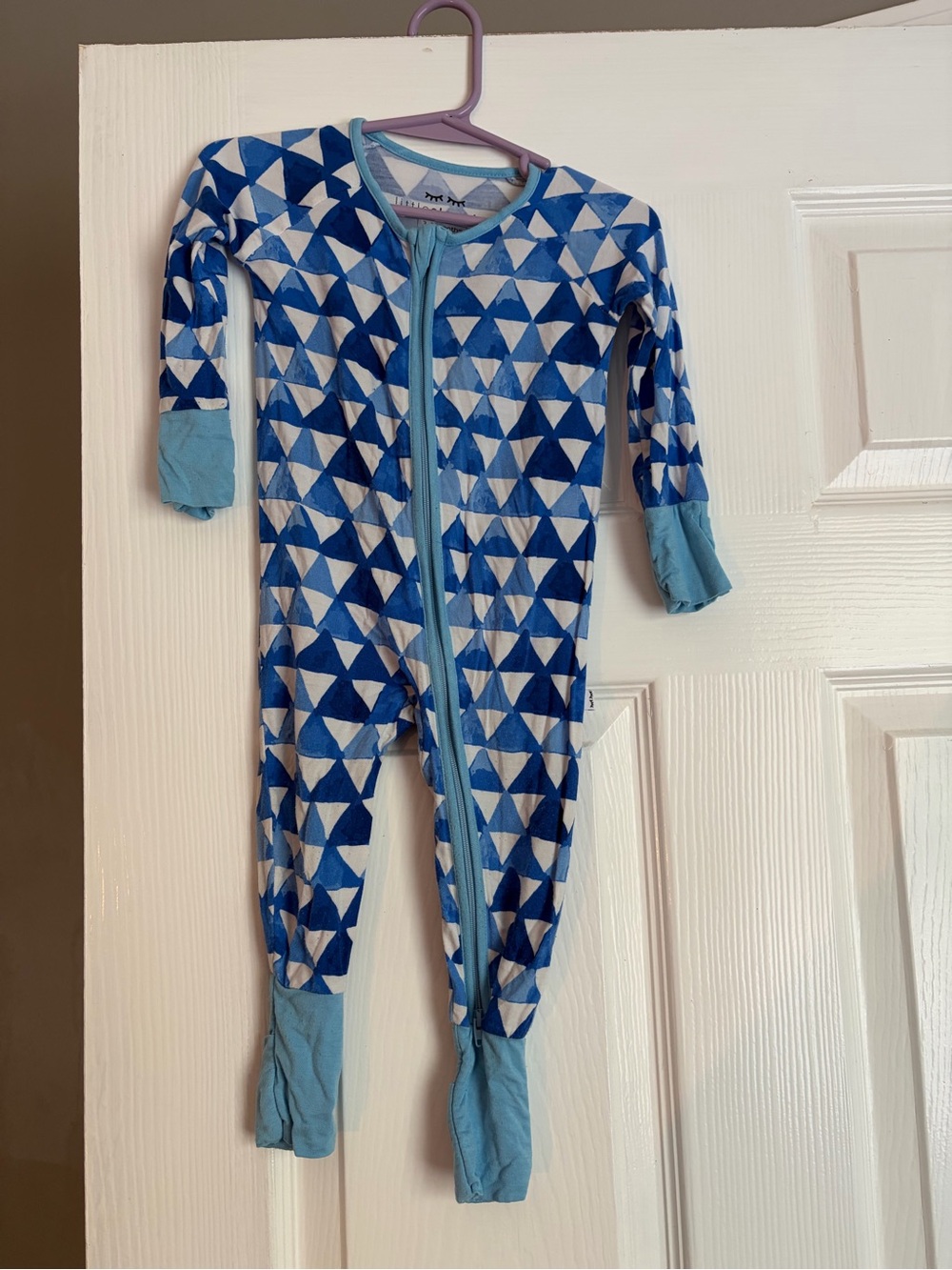 Little Sleepies Blue Triangle Print Zip-Front Kids One-Piece